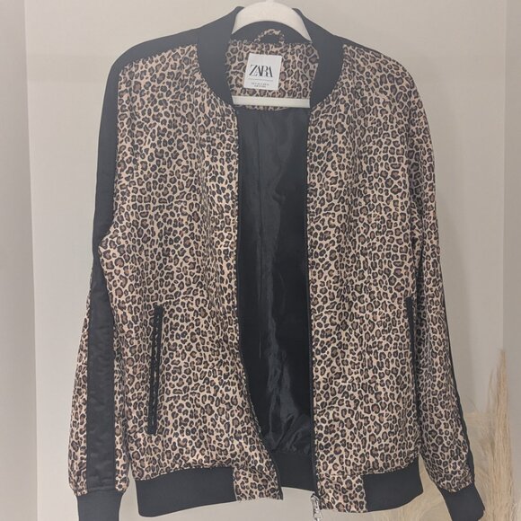 Zara Leopard Print Bomber Jacket (M) - Picture 4 of 5
